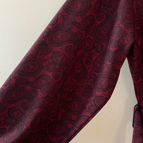 NWOT Burgundy Red Paisley Long Sleeve Dress by Icone Par Simons Size Large - Picture 6 of 10